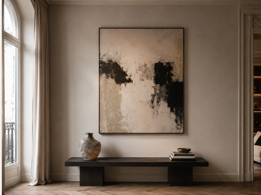 Composition murale avec tableau contemporain