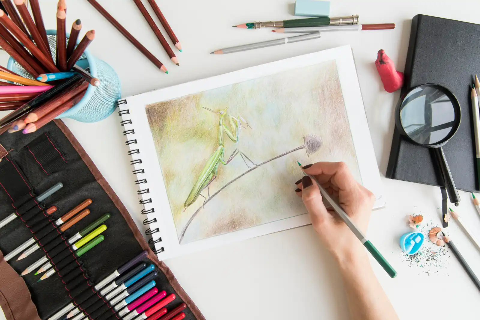 une palette de crayons aquarelle