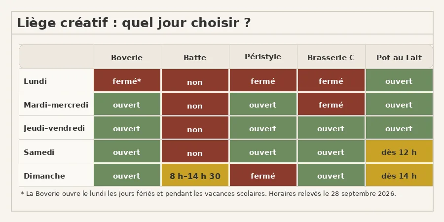 horaires lieux créatifs