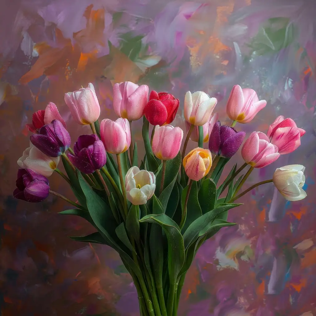 Peinture avec des tulipes