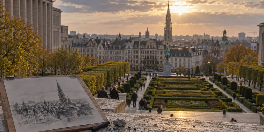 Bruxelles fusain panorama